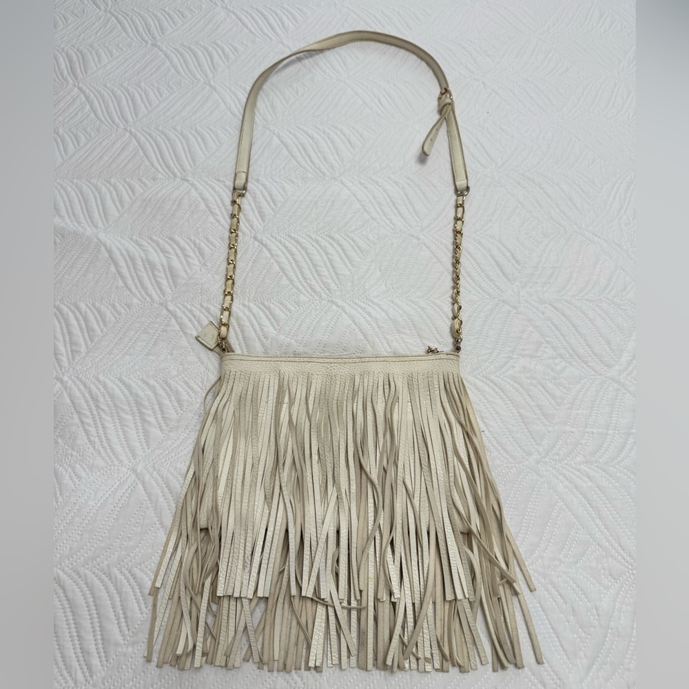 Fringe Crossbody Shoulder Bag in Light Beige - Picture 2 of 6